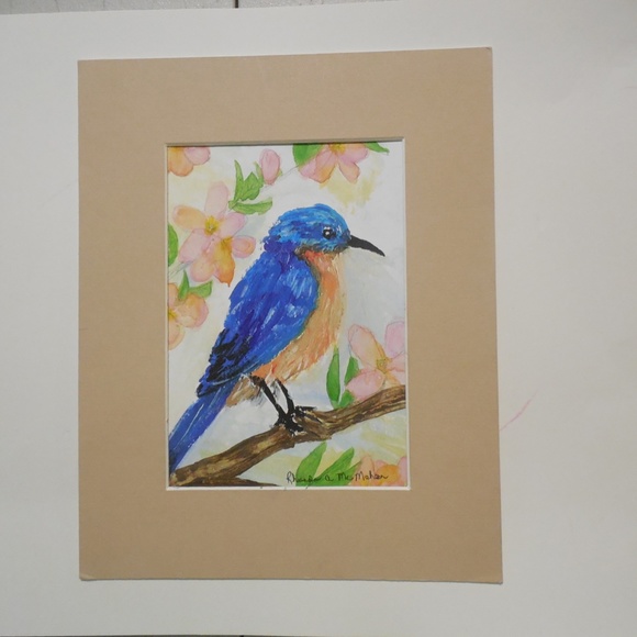 Bluebird Watercolor HAND CRAFTED Painting - Picture 5 of 5